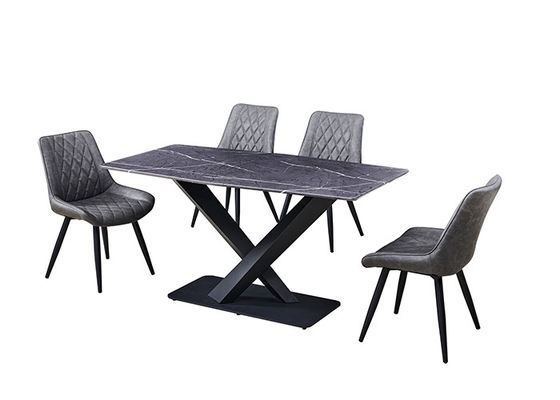 Γκρίζος να δειπνήσει 150x80x77cm 6 Seater πίνακας με τη μαρμάρινη κορυφή
