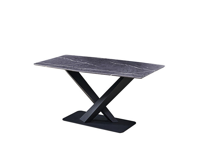Γκρίζος να δειπνήσει 150x80x77cm 6 Seater πίνακας με τη μαρμάρινη κορυφή