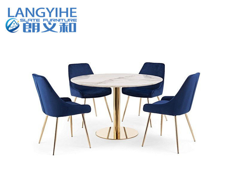 ISO 9001 120cm στρογγυλός μαρμάρινος να δειπνήσει επίδρασης πίνακας με το μπλε εδρών βελούδου φτερών